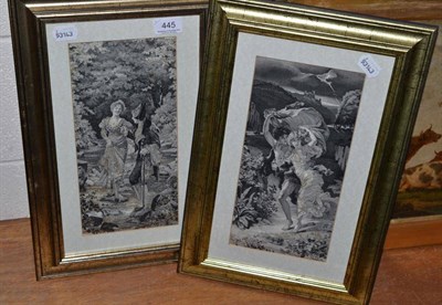 Lot 445 - A pair of late 19th century Belgian woven silk pictures