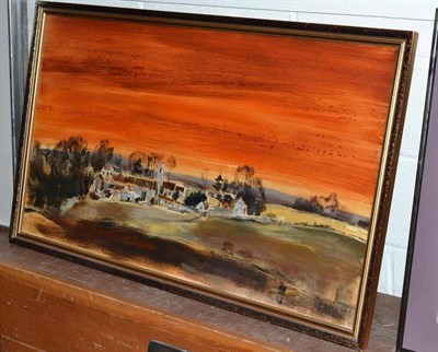 Lot 448 - Oil on board 'Hampnett church in Gloucestershire' by Barnfather