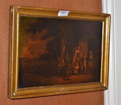 Lot 451 - Three framed portraits and a small oil picture