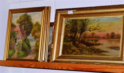 Lot 471 - A group of four gilt framed oils country scenes