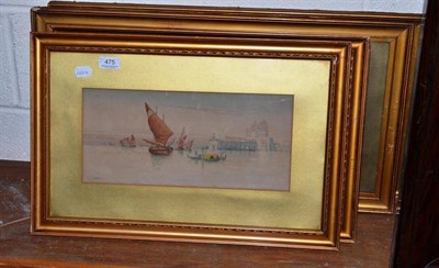 Lot 475 - J.E Anderson, pair of watercolours Venetian scenes, pair of colour prints and a pair of watercolour