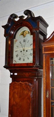 Lot 488 - A mahogany inlaid eight day longcase clock with painted arched dial