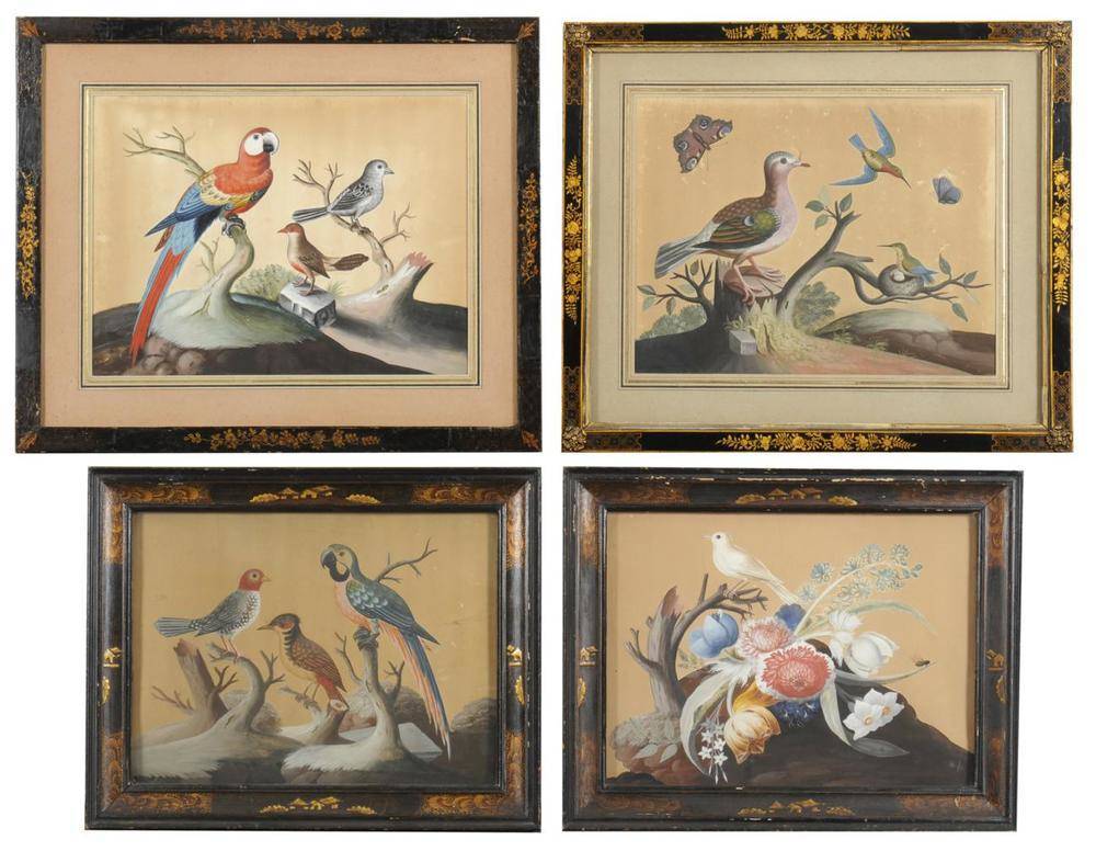 Lot 558 - Samuel Dixon (c.1755) Foreign and domestic birds A set of four  "basso relievo " embossed bird...