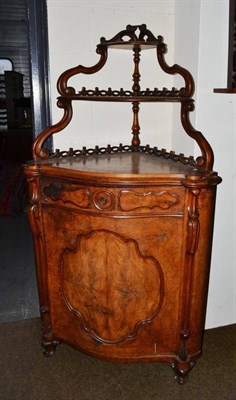 Lot 505 - 19th century walnut standing corner cabinet with open shelf above