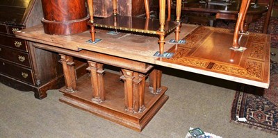 Lot 511 - Large Continental walnut inlaid draw leaf table