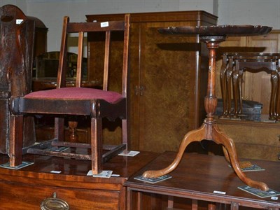 Lot 519 - A child's oak chair and two tripod occasional tables