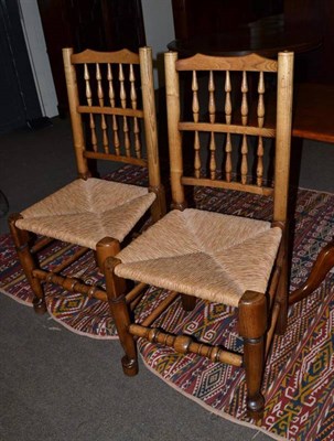 Lot 530 - Six ash dining chairs with rush seats (4+2)