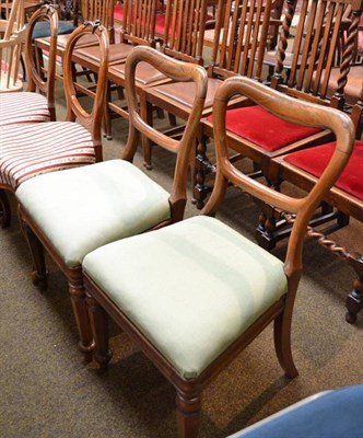 Lot 564 - Pair of mahogany balloon back dining chairs and a pair of mahogany dining chairs