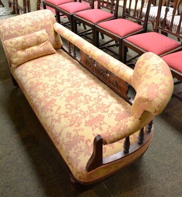 Lot 566 - A Victorian mahogany framed chaise longue with good upholstery