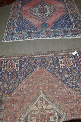 Lot 595 - An Afshar rug South West Persia, the blood red lozenge field centred by a stepped medallion...