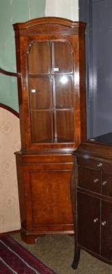 Lot 605 - Reproduction walnut standing corner cabinet