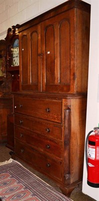 Lot 625 - A 19th century oak secretaire bookcase with mahogany crossbanding