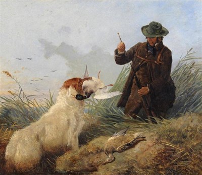 Lot 577 - Attributed to Richard Ansdell RA (1815-1885)  The Duck Shoot - a spaniel returning the catch to his