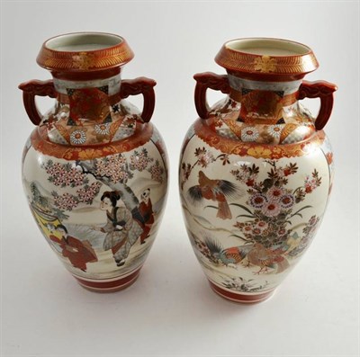 Lot 8 - A pair of Japanese vases (a.f.)