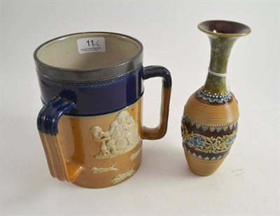 Lot 11 - Doulton Lambeth pottery vase and a Doulton stoneware tyg