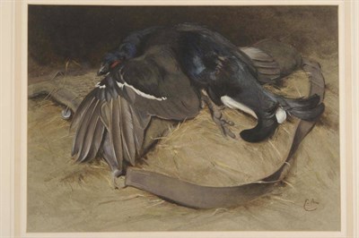 Lot 582 - Edwin Alexander RWS RSA (1870-1926) A still life of Blackcock laid over a shooting bag...