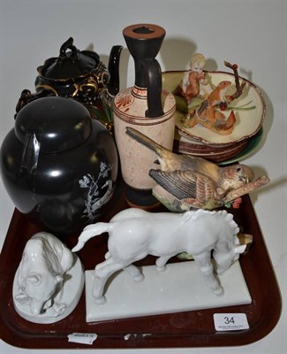 Lot 34 - Two German animal figures, a studio bowl, etc
