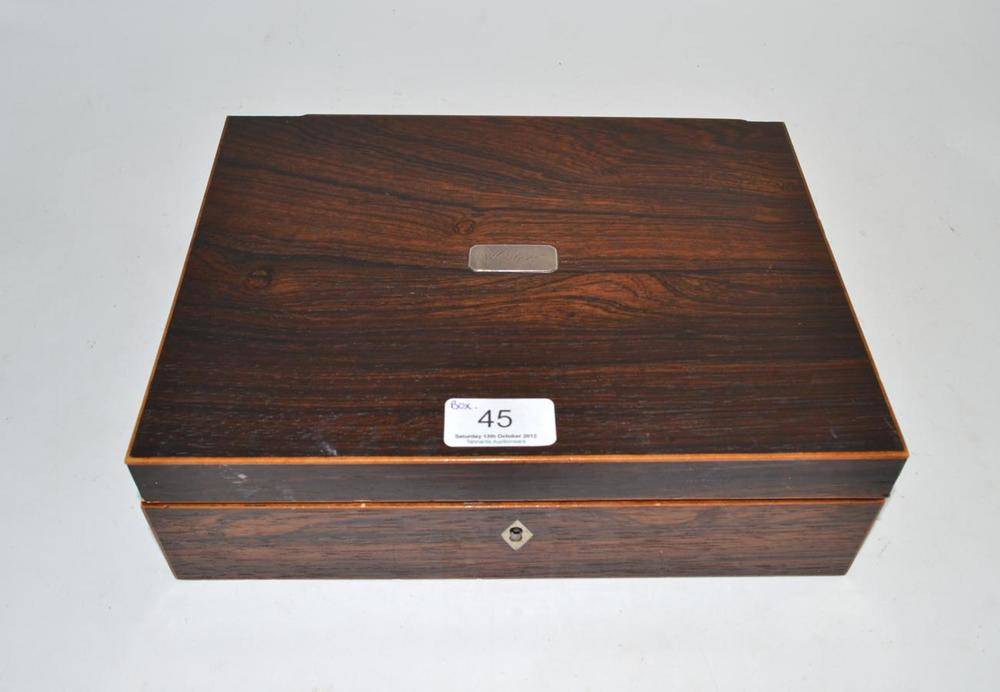 Lot 45 - Rosewood inlaid sewing box inscribed 'Hester'