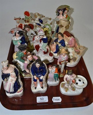 Lot 50 - A tray of Staffordshire figures and groups