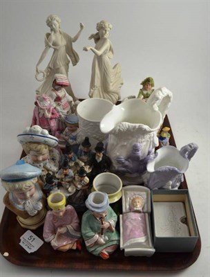 Lot 51 - A tray of bisque figures and lithophanes, etc