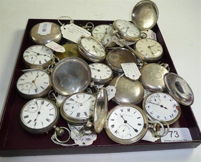 Lot 73 - Eighteen pocket watches, eight with London hallmarks, three with Birmingham hallmarks, one...