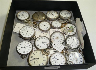 Lot 75 - Fifteen lady's fob watches comprising, two Birmingham hallmark cases, thirteen cases stamped...