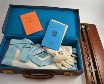 Lot 98 - A Masonic apron and a cased trammel