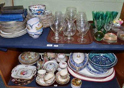 Lot 104 - Mixed ceramics and glass on two shelves