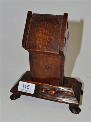 Lot 115 - An oak vesta dispenser with carved mouse with front paws, circa 1920's/30's