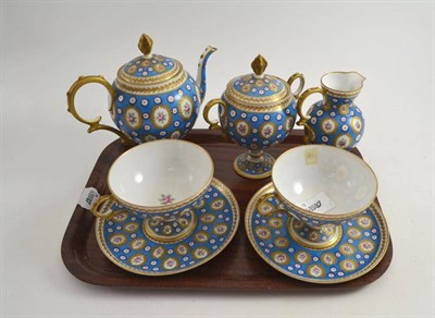 Lot 142 - A Continental rose painted tête-a-tête tea set