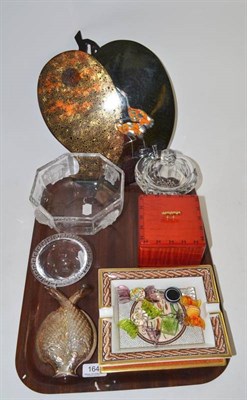 Lot 164 - Hermès wood box and two porcelain ash trays, Rosenthal Versace caviar bowl and octagonal bowl,...