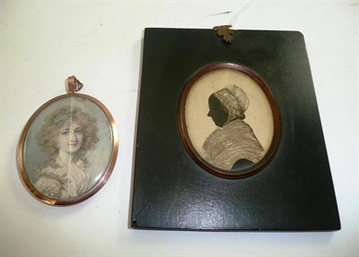 Lot 181 - 19th century framed miniature and a miniature oval pendant