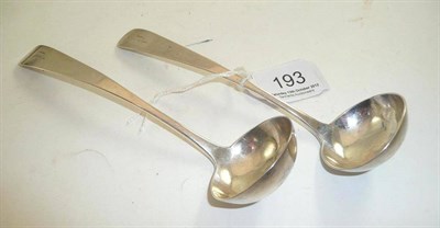 Lot 193 - A pair of Scottish silver toddy ladles