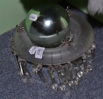 Lot 208 - A cut glass bag light and witches ball