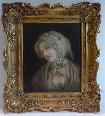 Lot 601 - Follower of Jean Baptiste Greuze (1725-1805) Head and shoulders portrait of a young lady...