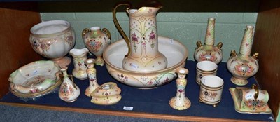 Lot 216 - A quantity of Crown Devon pottery including a pair of vases, cheese dish and cover, toilet...