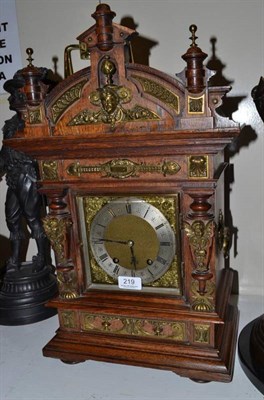 Lot 219 - An oak striking table clock, movement stamped 'Lenzkirch'