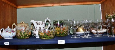 Lot 221 - A quantity of assorted china including Royal Crown Derby, Royal Winton, coloured glass etc