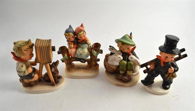 Lot 239 - Four Hummel figures; Playmates, On the Fence, the Photographer, Sweep