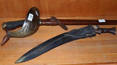 Lot 261 - Cavalry dress sword and a kukri