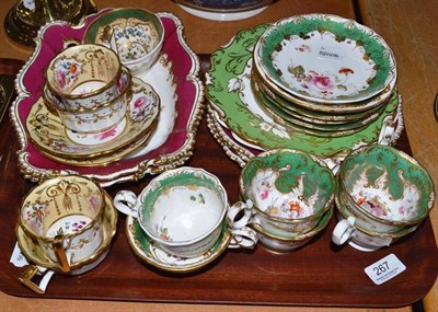 Lot 267 - Claret ground dessert set and green ground tea wares