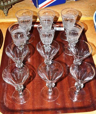 Lot 270 - Two sets of six 19th century wine glasses