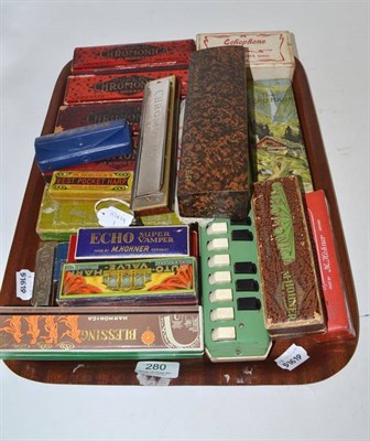 Lot 280 - A collection of mainly Hohner mouth organs (22)