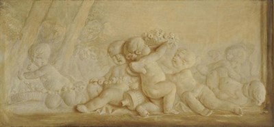 Lot 611 - Follower of Jacob de Wit (18th/19th century)  Putti with garlands of flowers and baskets of...