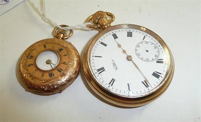 Lot 324 - 14k ladies pocket watch and a plated Waltham watch