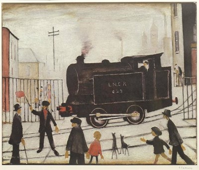 Lot 613 - After Laurence Stephen Lowry RA (1887-1976)   "Level Crossing with Train " Signed in pencil,...