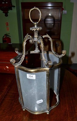 Lot 354 - Brass hanging hall lantern