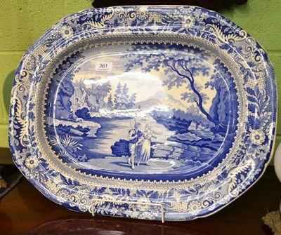 Lot 361 - Brameld 'Castle Rochefort' pattern blue and white meat plate