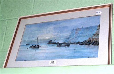 Lot 365 - John Francis Branegan watercolour, Salmon fishing near Whitby