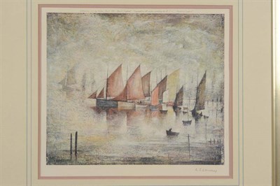 Lot 615 - After Laurence Stephen Lowry RA (1887-1976)  "Sailing Boats " Signed in pencil, with the blindstamp